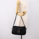 FENDI Mamma Baguette Shoulder Bag Cotton Jersey Black Silver Auth bs37644-24