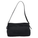 FENDI Mamma Baguette Shoulder Bag Cotton Jersey Black Silver Auth bs37644-3
