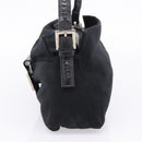FENDI Mamma Baguette Shoulder Bag Cotton Jersey Black Silver Auth bs37644-5