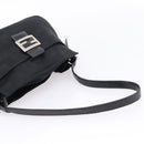 FENDI Mamma Baguette Shoulder Bag Cotton Jersey Black Silver Auth bs37644-7