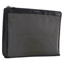 Saint Laurent Clutch Bag Leather Black Silver Auth bs37645-1