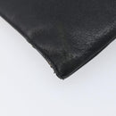 Saint Laurent Clutch Bag Leather Black Silver Auth bs37645-11