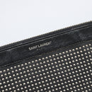 Saint Laurent Clutch Bag Leather Black Silver Auth bs37645-13