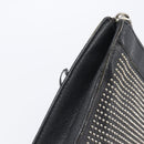 Saint Laurent Clutch Bag Leather Black Silver Auth bs37645-14