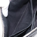 Saint Laurent Clutch Bag Leather Black Silver Auth bs37645-22
