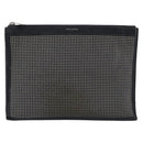 Saint Laurent Clutch Bag Leather Black Silver Auth bs37645-13