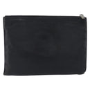 Saint Laurent Clutch Bag Leather Black Silver Auth bs37645-2