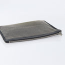 Saint Laurent Clutch Bag Leather Black Silver Auth bs37645-6