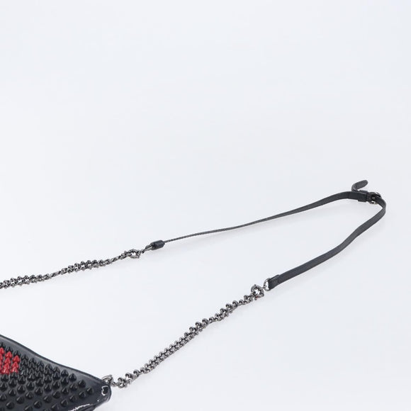 Christian Louboutin Shoulder Bag Patent leather Black Silver Auth bs37646