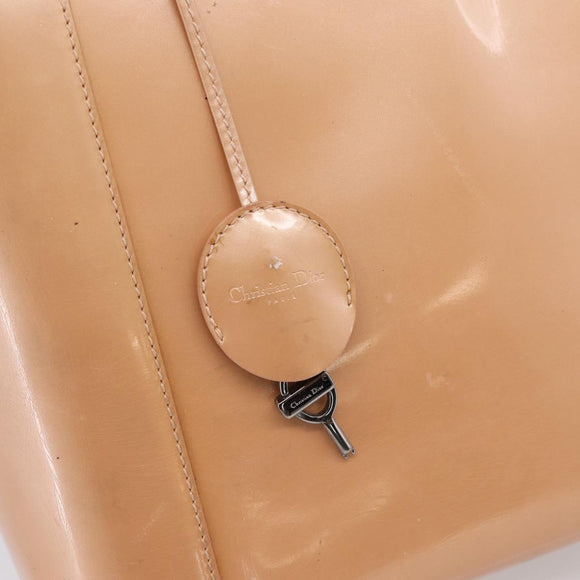 Christian Dior Maris Pearl Hand Bag Patent leather Pink Silver Auth bs37647