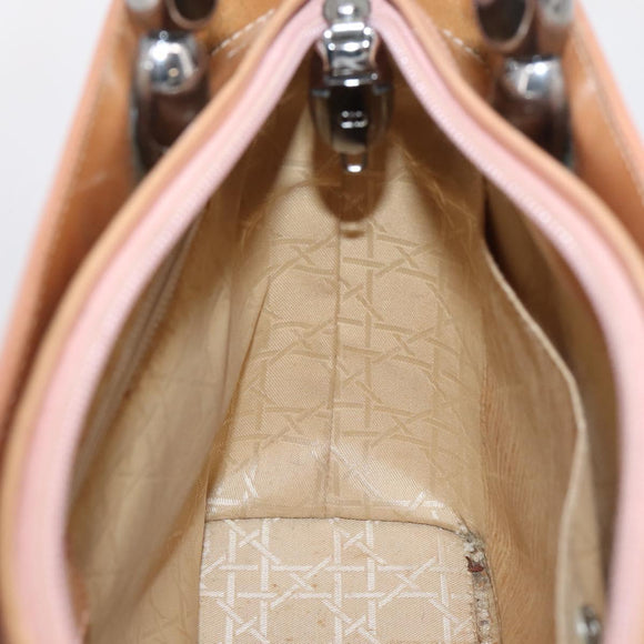 Christian Dior Maris Pearl Hand Bag Patent leather Pink Silver Auth bs37647