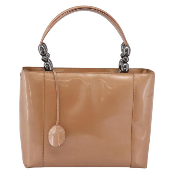Christian Dior Maris Pearl Hand Bag Patent leather Pink Silver Auth bs37647