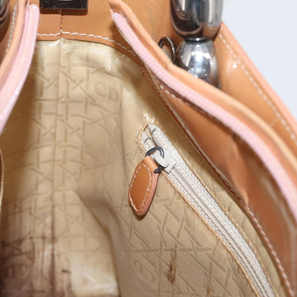 Christian Dior Maris Pearl Hand Bag Patent leather Pink Silver Auth bs37647