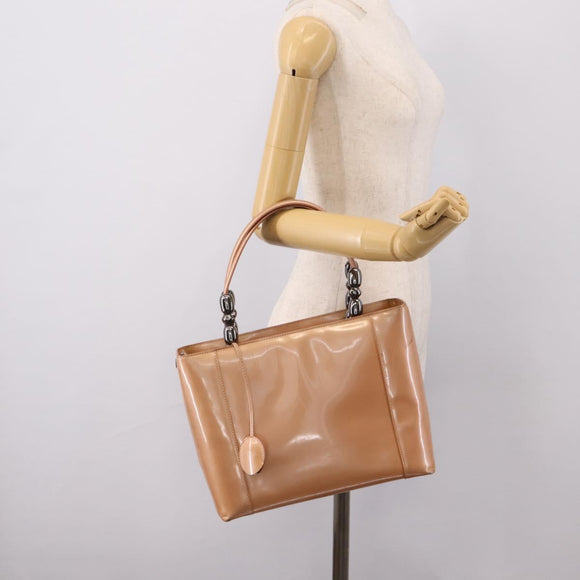 Christian Dior Maris Pearl Hand Bag Patent leather Pink Silver Auth bs37647
