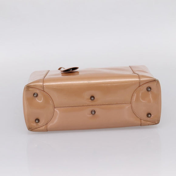 Christian Dior Maris Pearl Hand Bag Patent leather Pink Silver Auth bs37647