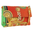 Gianni Versace Shoulder Bag Canvas Orange Gold Auth bs37650-1