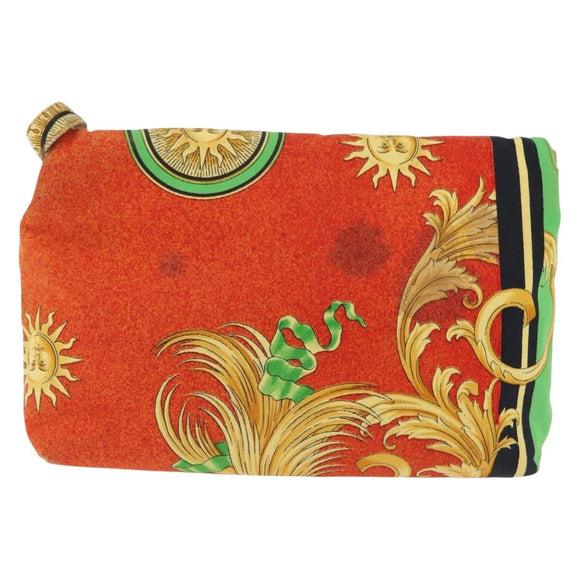 Gianni Versace Shoulder Bag Canvas Orange Gold Auth bs37650
