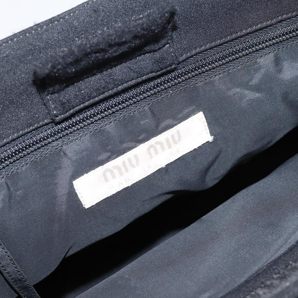Miu Miu Tote Bag Canvas Black Auth bs37651