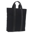 HERMES Acapulco Cabas MM Hand Bag Canvas Leather Black Silver Auth bs37652-1