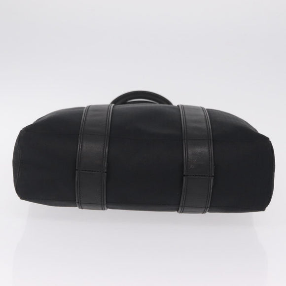 HERMES Acapulco Cabas MM Hand Bag Canvas Leather Black Silver Auth bs37652