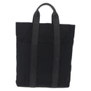 HERMES Acapulco Cabas MM Hand Bag Canvas Leather Black Silver Auth bs37652-13