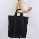 HERMES Acapulco Cabas MM Hand Bag Canvas Leather Black Silver Auth bs37652-23