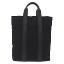 HERMES Acapulco Cabas MM Hand Bag Canvas Leather Black Silver Auth bs37652-2