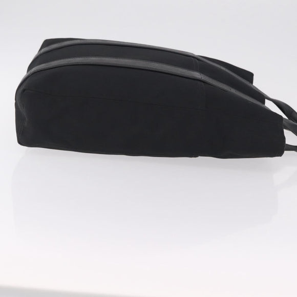 HERMES Acapulco Cabas MM Hand Bag Canvas Leather Black Silver Auth bs37652