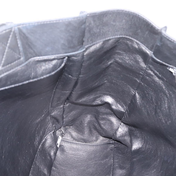 CHANEL Matelasse Tote Bag Lamb Skin Black Silver CC Auth bs37653