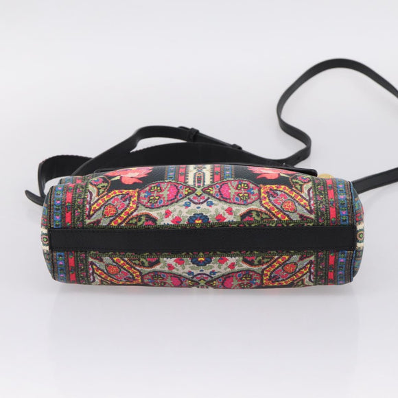 ETRO Shoulder Bag Leather 2way Black Gold Auth bs37654A