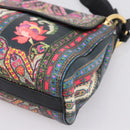 ETRO Shoulder Bag Leather 2way Black Gold Auth bs37654A-12