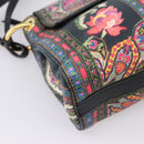 ETRO Shoulder Bag Leather 2way Black Gold Auth bs37654A-13