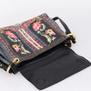 ETRO Shoulder Bag Leather 2way Black Gold Auth bs37654A-17