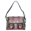 ETRO Shoulder Bag Leather 2way Black Gold Auth bs37654A-2