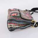 ETRO Shoulder Bag Leather 2way Black Gold Auth bs37654A-5