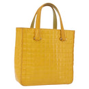 CHANEL Choco Bar Hand Bag Patent leather Yellow Gold CC Auth bs37655-1
