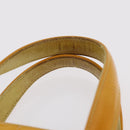 CHANEL Choco Bar Hand Bag Patent leather Yellow Gold CC Auth bs37655-15