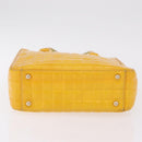 CHANEL Choco Bar Hand Bag Patent leather Yellow Gold CC Auth bs37655-7