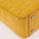 CHANEL Choco Bar Hand Bag Patent leather Yellow Gold CC Auth bs37655-16