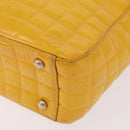 CHANEL Choco Bar Hand Bag Patent leather Yellow Gold CC Auth bs37655-17