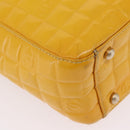 CHANEL Choco Bar Hand Bag Patent leather Yellow Gold CC Auth bs37655-18