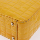 CHANEL Choco Bar Hand Bag Patent leather Yellow Gold CC Auth bs37655-19