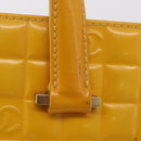 CHANEL Choco Bar Hand Bag Patent leather Yellow Gold CC Auth bs37655-20