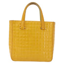 CHANEL Choco Bar Hand Bag Patent leather Yellow Gold CC Auth bs37655-13