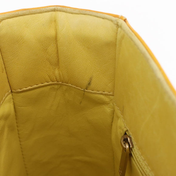 CHANEL Choco Bar Hand Bag Patent leather Yellow Gold CC Auth bs37655