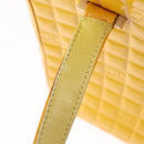 CHANEL Choco Bar Hand Bag Patent leather Yellow Gold CC Auth bs37655-29