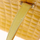 CHANEL Choco Bar Hand Bag Patent leather Yellow Gold CC Auth bs37655-30