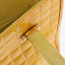 CHANEL Choco Bar Hand Bag Patent leather Yellow Gold CC Auth bs37655-31