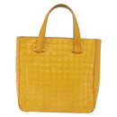 CHANEL Choco Bar Hand Bag Patent leather Yellow Gold CC Auth bs37655-3