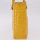 CHANEL Choco Bar Hand Bag Patent leather Yellow Gold CC Auth bs37655-5
